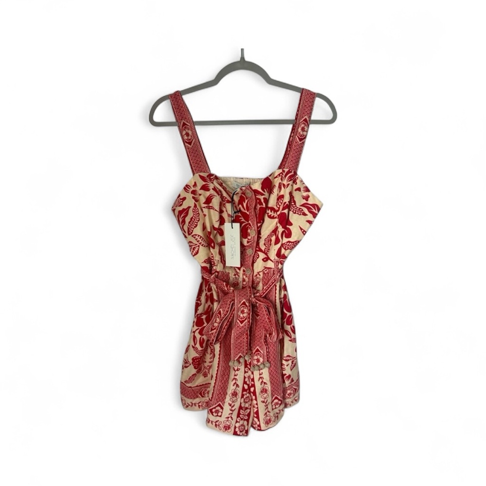 Rachel Zoe Tropical Floral Red and Cream Romper sz12